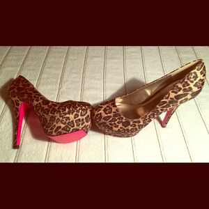 Womens Sexy leopard Platform Pink Bottom Heels